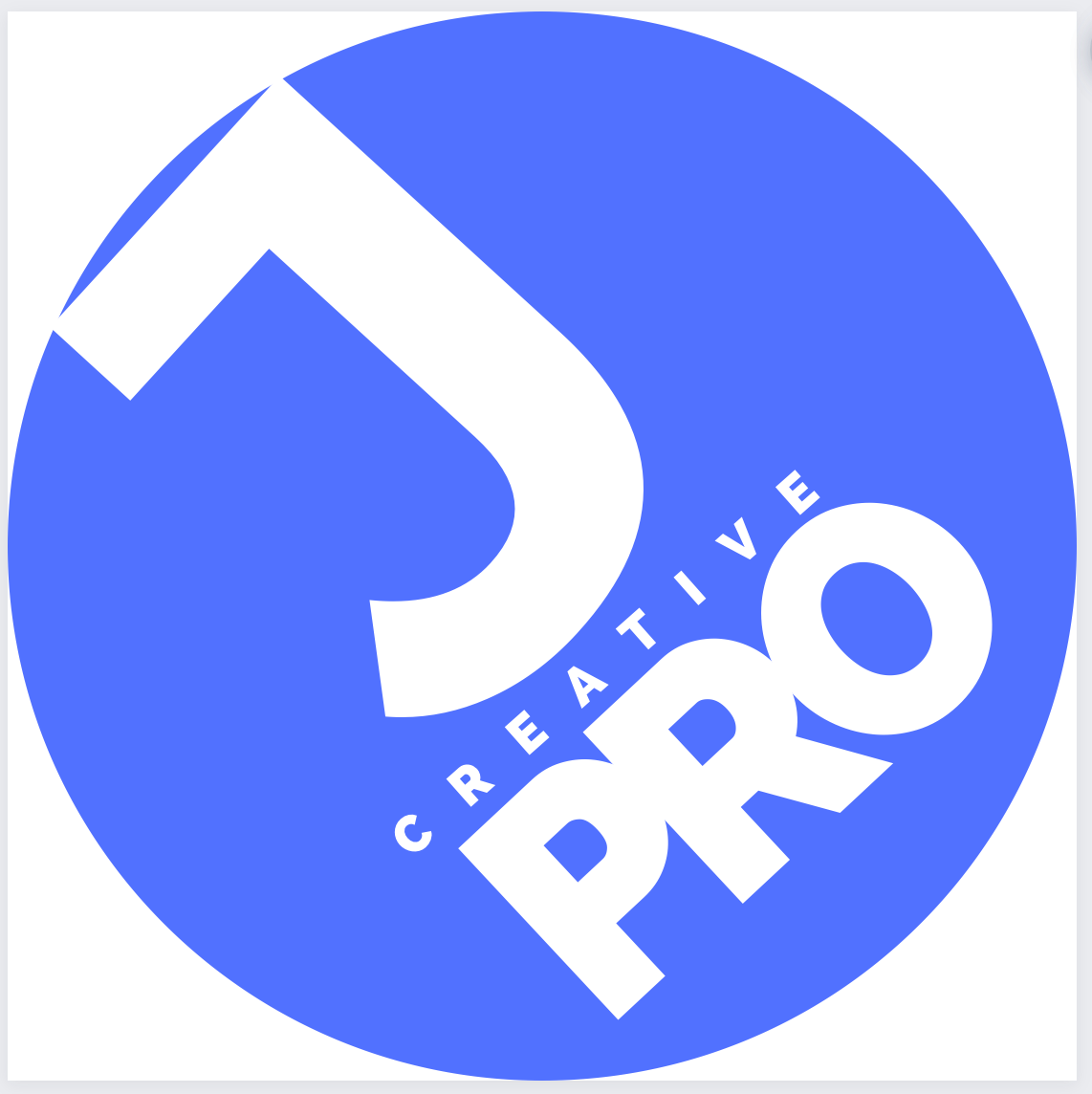 Logotipo de JCreative Pro en tonos azules, simbolizando creatividad y profesionalismo en el diseño.